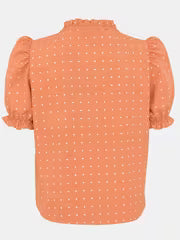 [Polka Dot Blouse] Elegant Women's Stand Collar Polka Dot Blouse - Chic Puff Sleeve Shirt, Perfect for — view 5