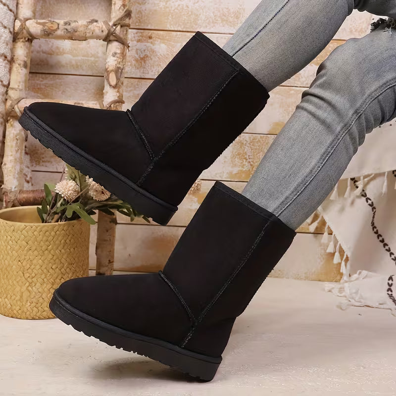 Women's New Solid Color Mid-Calf Boots, Women Shoes — view 5