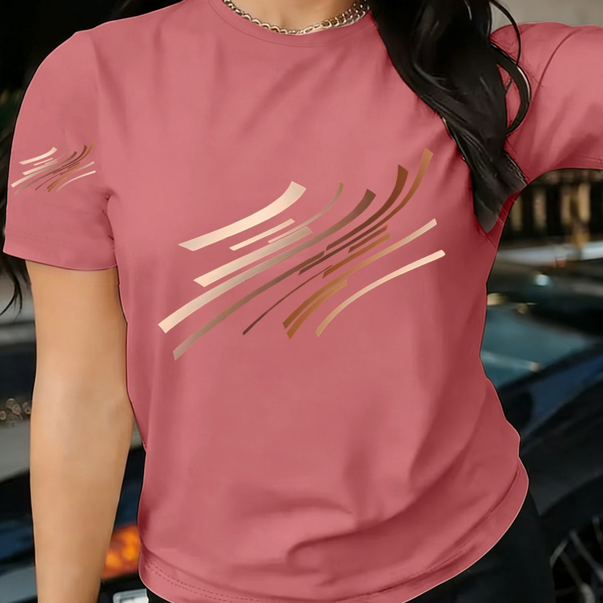 1pc Simple and Stylish Printed Short-Sleeve T-Shirt. The