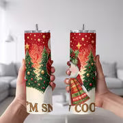 1pc 20oz Christmas Snowman with Red Hat And Scarf Standing In Front Of Decorated Pine Trees Under Starry Sky I M — view 2