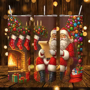 1pc 20oz Santa Claus Reading List By Fireplace Christmas Tree Stainless Steel Insulated Tumblers Coffee Office — view 1