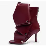 Women'S Faux Knee-High Stiletto Party Boots With, Detachable Fold-Over Cuff, Stud Details, And Back Zipper — view 18