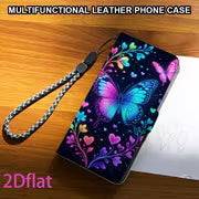 Phone Case - [2Dflat] Colorful Butterfly Pattern Wallet Phone Case Magnetic Flip Cover Suitable for Samsung for — view 7
