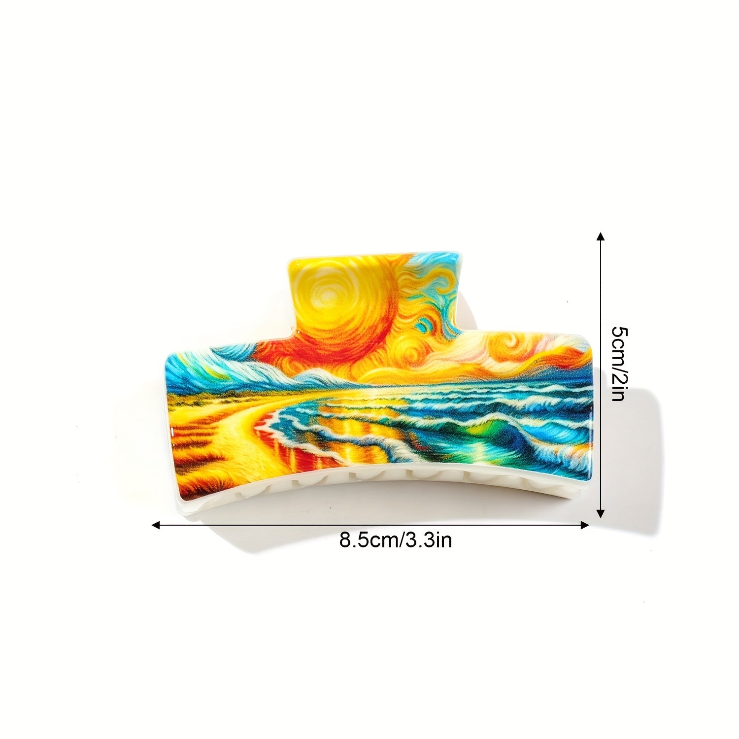 3pcs Set of Artistic And Minimalist Square Hair Claw Clips for Women with Van Gogh Oil Painting Style, Back of Head Hair Clip