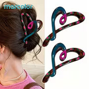 Marcolor 2pcs Contrast Heart Shark Clip Large Size Hair Claw Clip Spoon Long Hair Updo Lazy Style Hair Clip — view 7