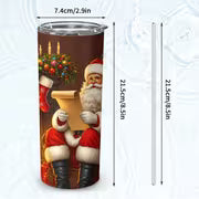 1pc 20oz Santa Claus Reading List By Fireplace Christmas Tree Stainless Steel Insulated Tumblers Coffee Office — view 3