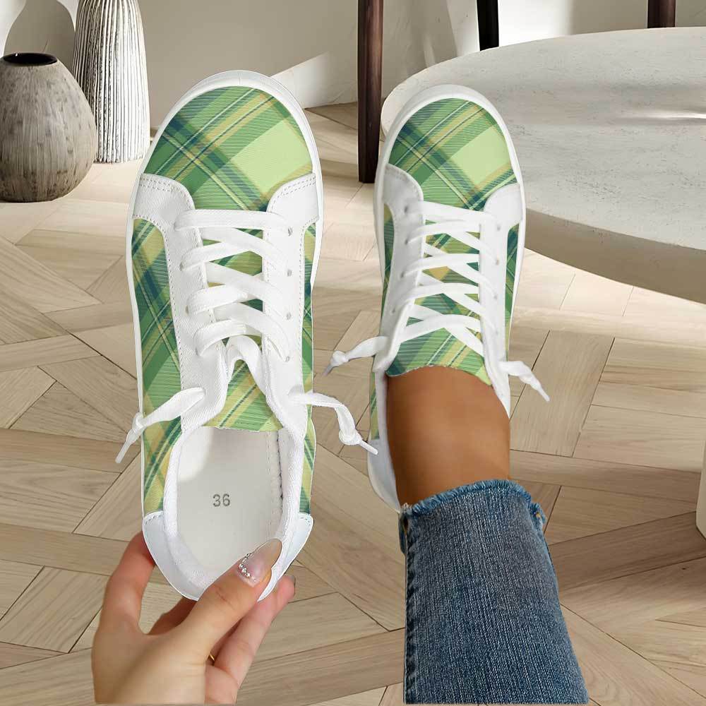 Women's Plus Size Lace-Up Platform Sneakers - Wide Width Low-Top Breathable Shoes with TPR Sole, Cushioned Traction Suitable for Sports, Gym, Casual Attire