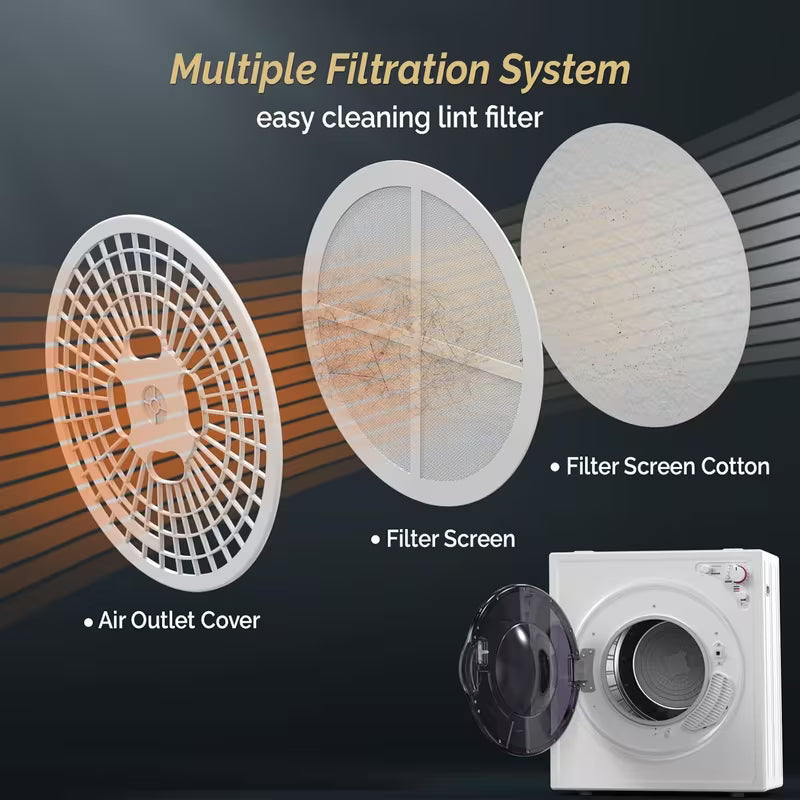 1.5/1.8/2.6 Cu.Ft. Portable Dryers for Laundry, Compact Portable Clothes Dryer with Stainless Steel Tub, Dryer — view 11