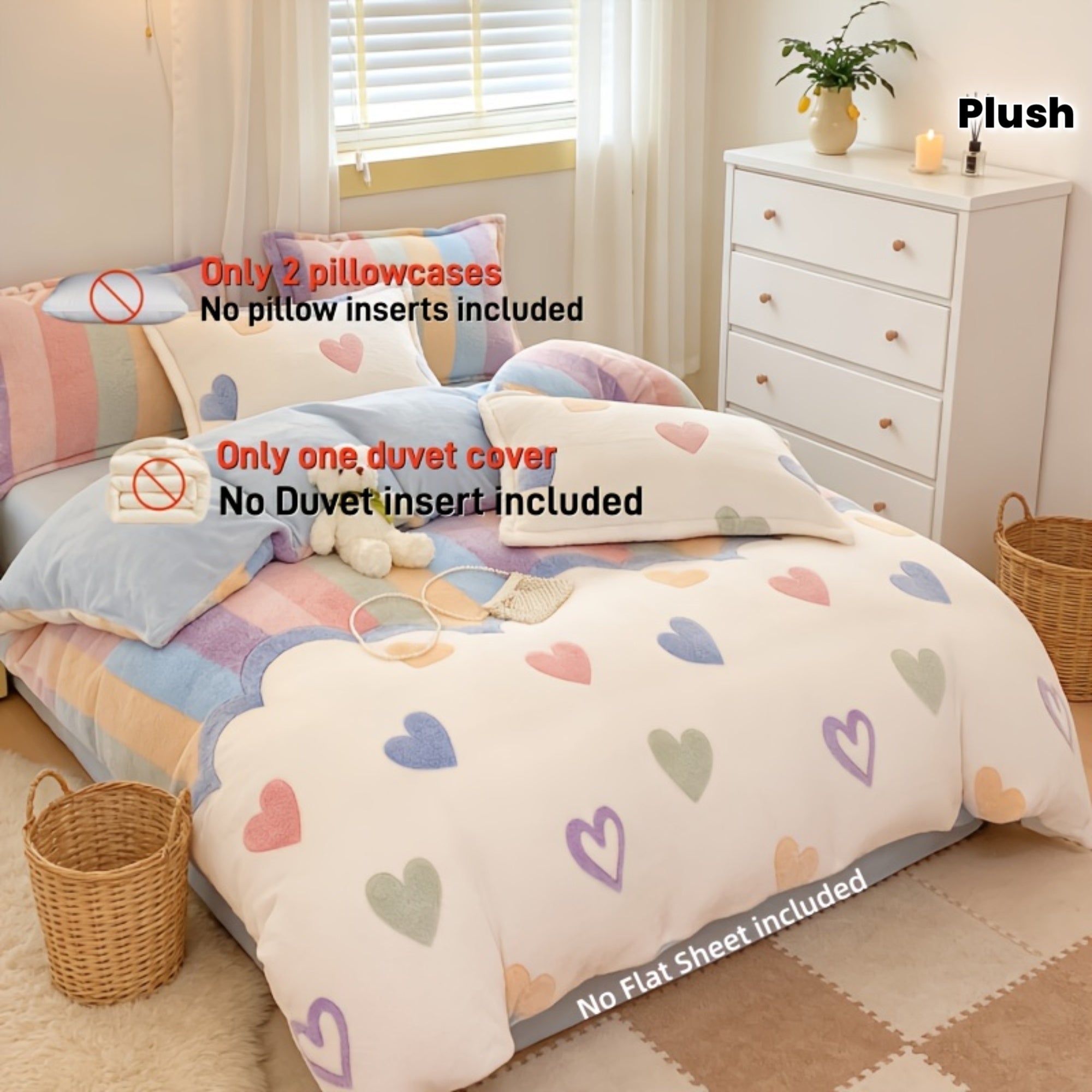 3pcs Set: 1 Duvet Cover + 2 Pillowcases, Milk Duvet Cover, Warm for Autumn and Winter, Plush Duvet Cover Blanket, Suitable for Living Room, Bedroom, Hotel, Dormitory (Excludes Pillow Inserts, Duvet Filling, and Bed Sheets)