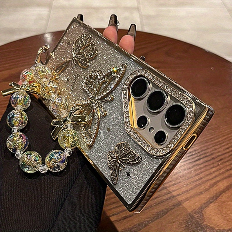 Phone Case: High-End Fashion Rhinestone Butterfly Bead Body