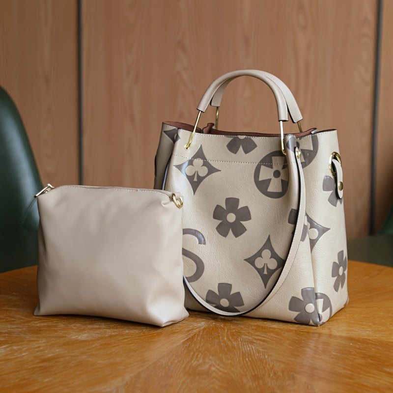 Elegant Flower Embossed Handbag, Fashionable Satchel Bag for Work, Classic All-Match Bag