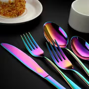 60pcs Outdoor Stainless Steel Rainbow Cutlery Set, Portable And Durable, 12 Serving Knives, Forks And Spoons — view 9
