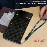 Phone Case - 2D Flat Printing Black Diamond Quilting Pattern Phone Case Cover Suitable for Samsung for Galaxy — view 4