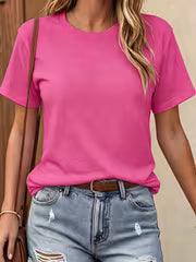 Women'S Casual Solid Color Short Sleeve T-Shirt — view 1