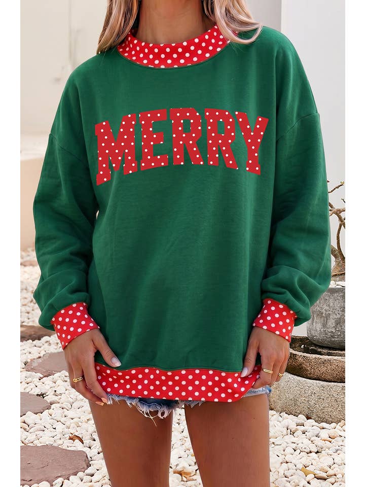 F/W26 Polka Dot Contrast Holiday Mock Neck Sweatshirt |S-4X