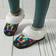 [Cozy Butterfly Slippers] Slippers 1pair, Colorful Butterfly - Patterned Slippers Cozy Slip-On Slippers - Soft — view 5