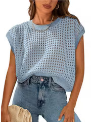 2026 Summer New Women's Crewneck Hollow Out Sweater Shrug for Daily Wear Beach Vacation Outdoor Ladies Fashion — view 8