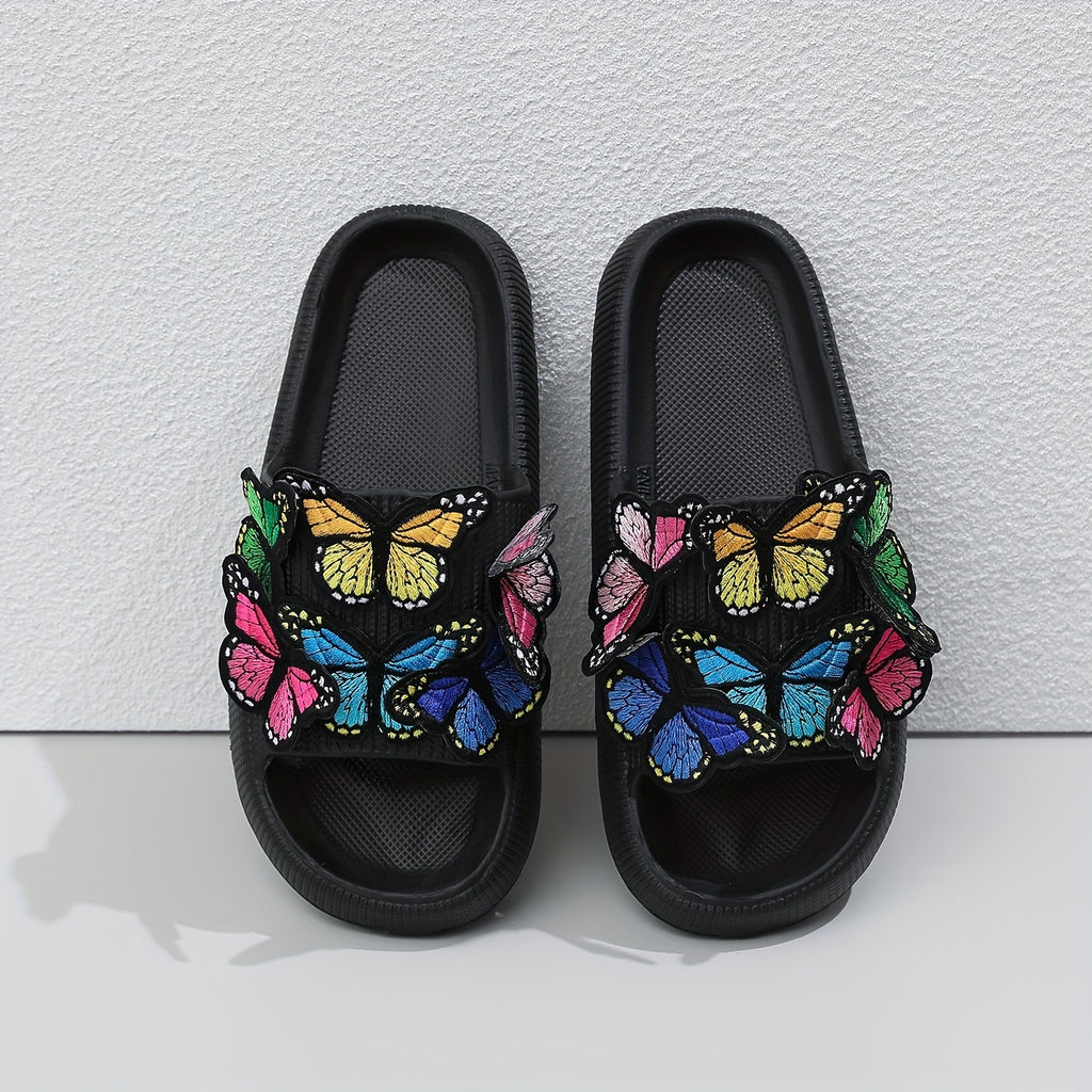 Casual Open-Toe Shoes Featuring Vibrant Butterfly Designs, Perfect for The Beach with a Lightweight And Soft Sole., Women Shoes