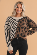 The Untamed Guest List | Leopard & Zebra Western Patchwork Sweater — view 1 of 3