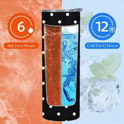 1pc 20Oz Black And White Polka Dot Pattern Stainless Steel Insulated Tumbler Coffee Office Travel Mug with Lid — view 4