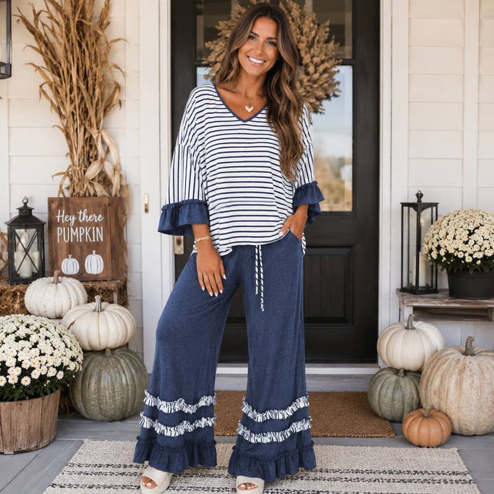 Stripe Ruffle Pant Set