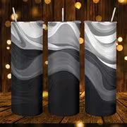 1pc 20oz Abstract Black And White Wavy Lines Pattern Stainless Steel Insulated Tumbler Travel Mug with Lid — view 6