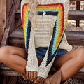Women's Color-Block Striped Cut-Out Mesh Top