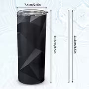 1pc 20Oz Dark Geometric Polygon Pattern Stainless Steel Insulated Tumbler Coffee Office Travel Mug with Lid Cup — view 3