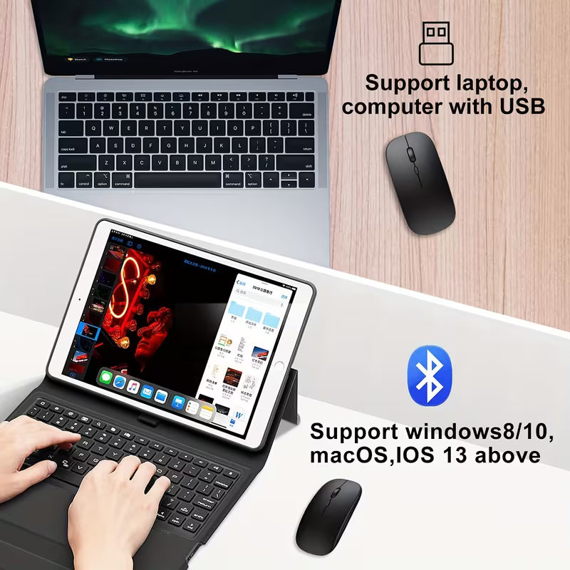 Wireless Bluetooth Mouse for iPad/MacBook Pro/Air/Laptop/PC: Rechargeable, Silent, Portable Ultra-thin — view 13