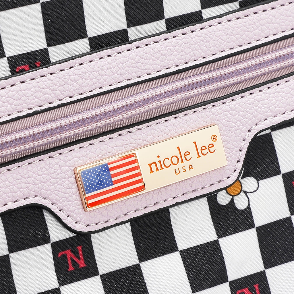 Nicole Nail Polish 3 Piece Set (Large Handbag, Small Crossbody, Small Wallet) 3-In-1 Versatile Travel Set, Yellow/Multicolor, Fashionable Chic Print