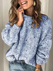 2026 Fall Winter New Women Chunky Sweater, Hollow Out Speckled Oversized Long Sleeve Pullover, Lazy French Style — view 8