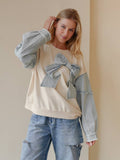 TR2027-04_Mineral Washed Denim Bow Sweatshirt Top