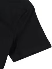 Women'S Black Round Neck Short Sleeve Relaxed Fit Casual Tunic Top — view 5