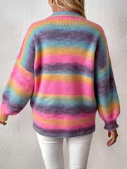 Plus Size - Women'S Plus Size Sweater | Casual Crew Neck, Ombre Pattern, Slight Stretch Fabric, Fall/Winter — view 3