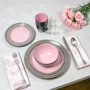 HomeVss 16pcs Dinnerware Set, Ceramic Plates And Bowls Sets For 4, Microwave And Dishwasher Safe, Handcrafted — view 4