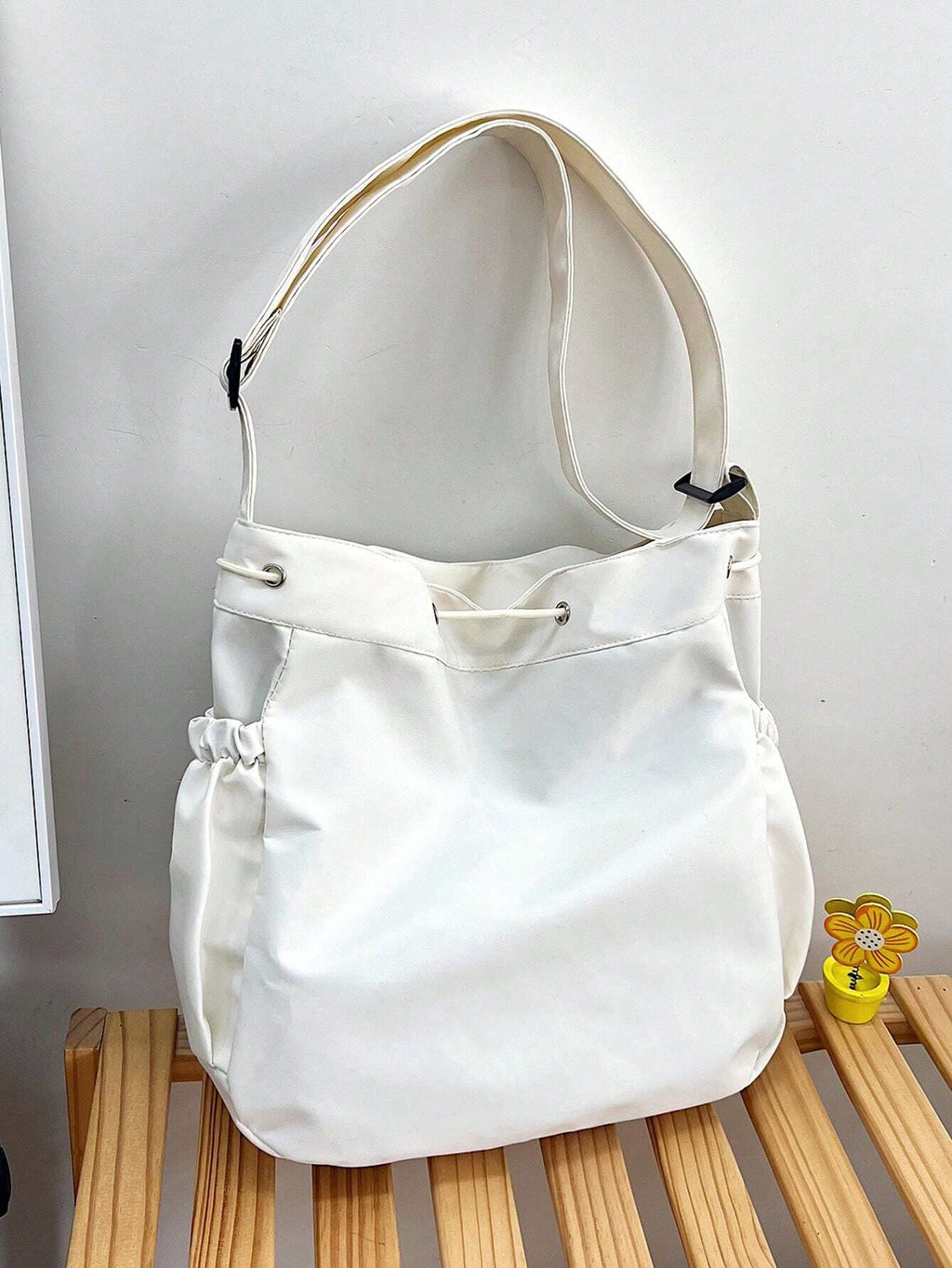 Solid Color Nylon Fabric Five-Point Star Decor Large Capacity Tote Bag Women's Shoulder Crossbody Student Bag