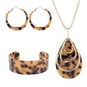 4pcs Boho Chic Resin Jewelry Set - Colorful Acetic Acid Design, Includes Earrings, Necklace, and Bracelet — view 4