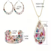 4pcs Boho Chic Resin Jewelry Set - Colorful Acetic Acid Design, Includes Earrings, Necklace, and Bracelet — view 6