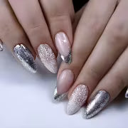 96pcs Christmas Press-On Nails Set - Long Almond Shape, Christmas Grid Red Glitter with Festive Tree & Bow — view 8
