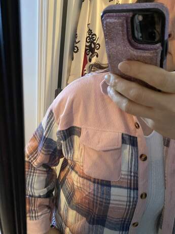 Ladies' Young And Fashionable Checkered Patchwork Long Sleeved Lapel Autumn And Winter New Jacket Casual Pink — view 7