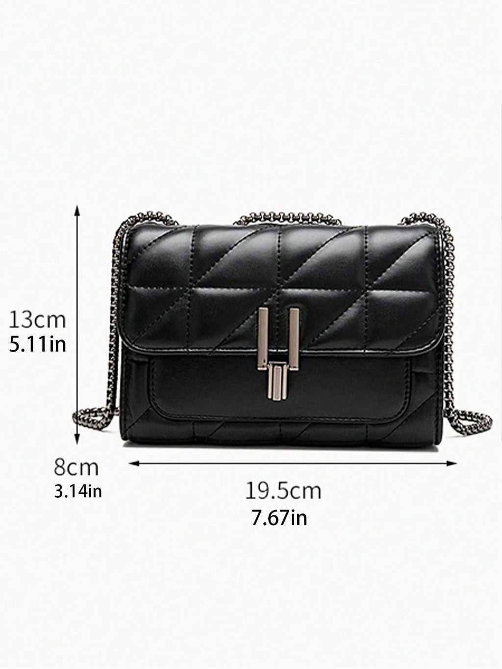 Dedoo 1pc Women's Elegant Shoulder Bag, With Chain Strap, Quilted PU Leather , Luxury Minimalist , Zipper Closure, Plaid Pattern, Washable , Retro Style