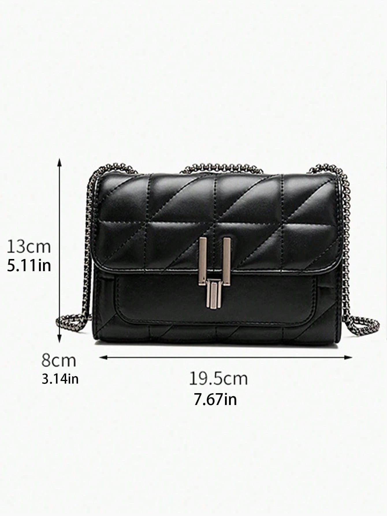 Dedoo 1pc Women's Elegant Shoulder Bag, With Chain Strap, Quilted PU Leather , Luxury Minimalist , Zipper Closure, Plaid Pattern, Washable , Retro Style