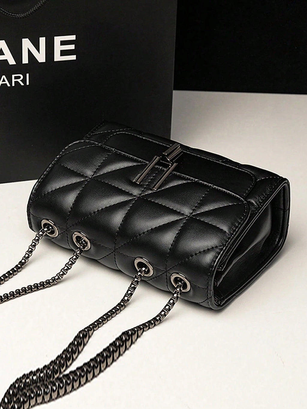 Dedoo 1pc Women's Elegant Shoulder Bag, With Chain Strap, Quilted PU Leather , Luxury Minimalist , Zipper Closure, Plaid Pattern, Washable , Retro Style
