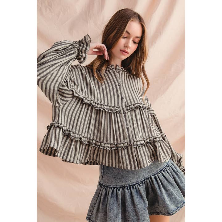 Variegated Stripe Reversible Flowy Boho Top