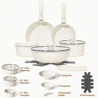 12 Pcs Non Stick Cookware Sets Granite Induction Cookware, Healthy Nonstick Kitchen Cooking Set, Suitable For — view 6