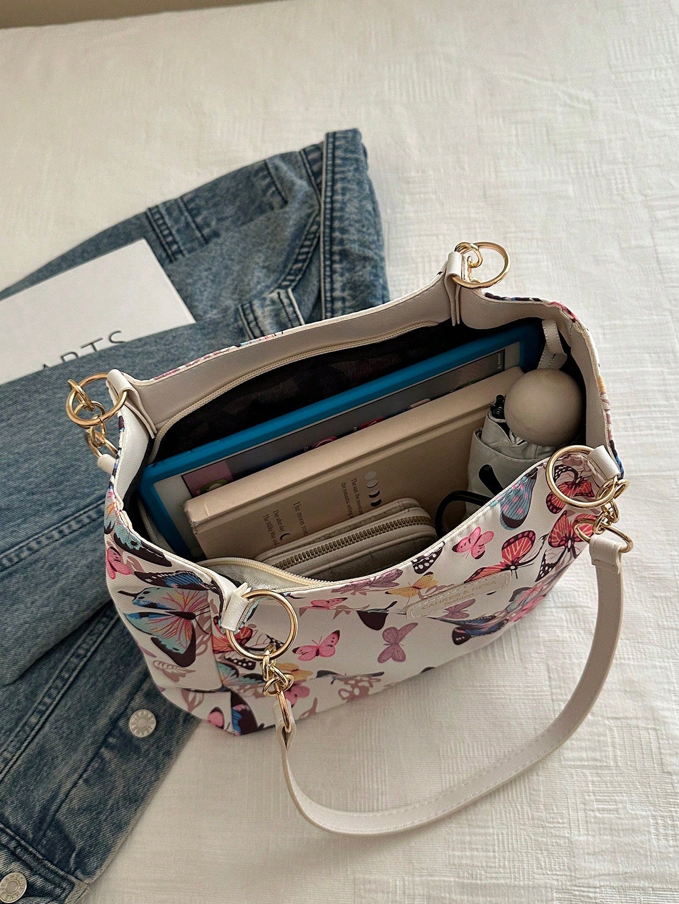 Fashion Striped Handbag For Women, Large Capacity Shoulder Bag, Daily Use Zipper Tote Bag With Metal Chain