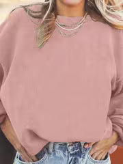 Women's Autumn Winter Solid Color Crew Neck Pullover Sweatshirt- Sporty Casual Style, Relaxed Fit, for Daily — view 9