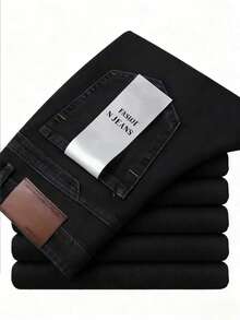 Men's Jeans Black Jeans Men's Overalls Pure Cotton Skinny Jeans Slim Fit Long Washed Dark Washed Jeans Pure — view 1