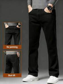 Men's Jeans Black Jeans Men's Overalls Pure Cotton Skinny Jeans Slim Fit Long Washed Dark Washed Jeans Pure — view 4