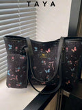 2pcs/Set Large Capacity Tote Bag, (Random Fabric Pattern), With Dual Handles, Suitable For Commuting, Work Or School. This Spacious And Lightweight Tote Bag Combines Classic Casual And Business Casual Styles. Ideal For Young Women, College Students And Professionals, Easily Adaptable To Work Environments, Back-To-School Season, High School/College Life And Vacation Travel. Fashionable Zipper Tote Bag.
